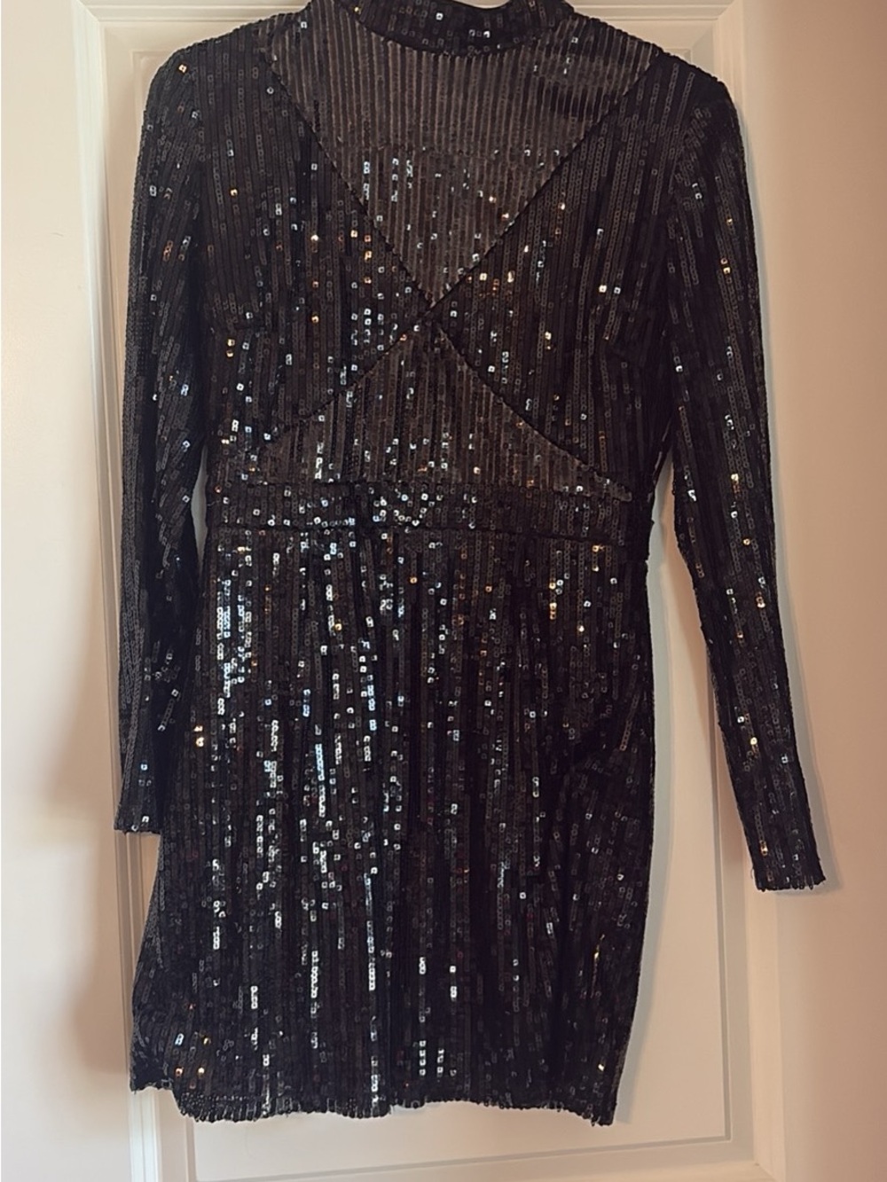Boohoo Black Sequin Long-Sleeve Mini Dress